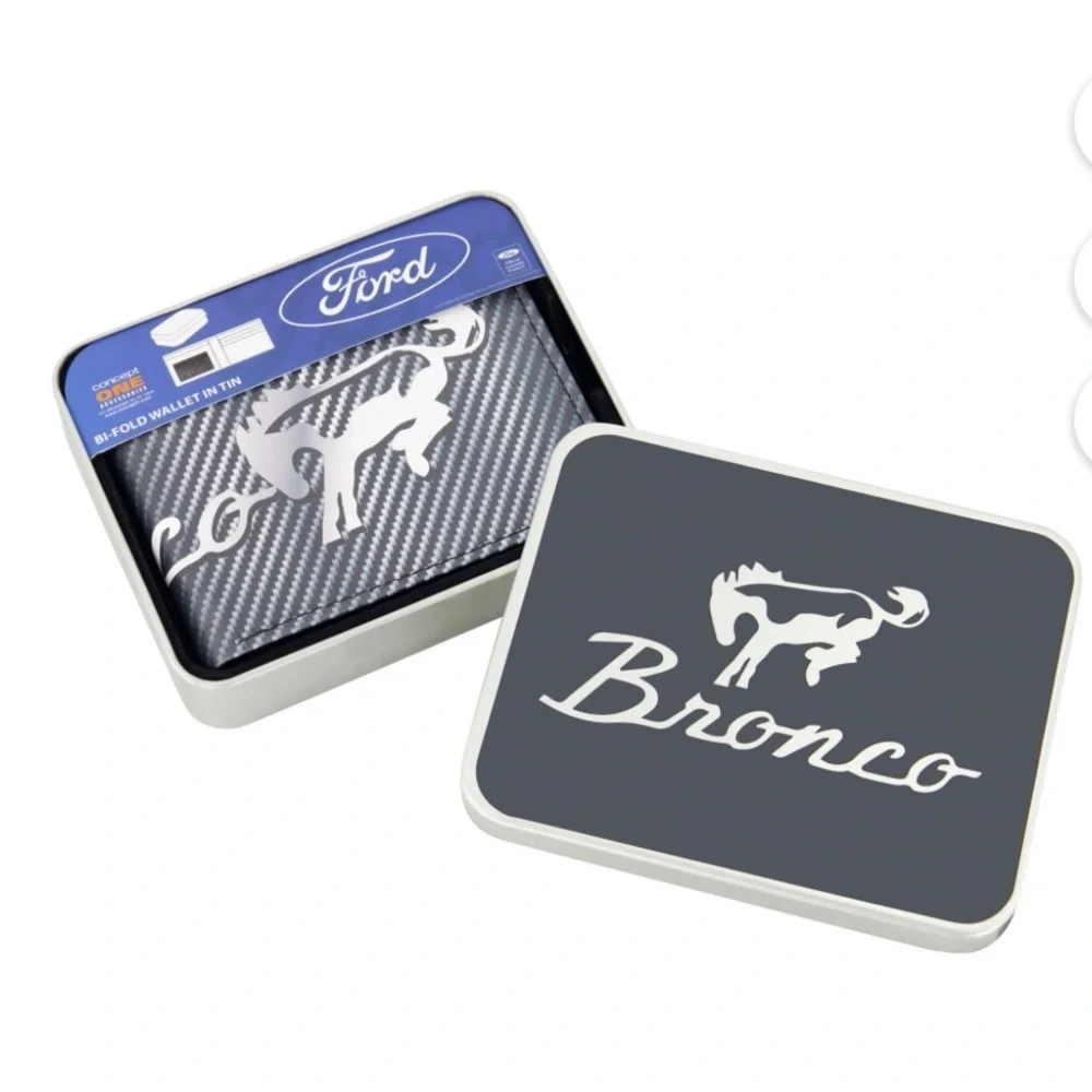 Ford Bronco Wallet, Slim Bifold Wallet with Decorative Tin Case for Men